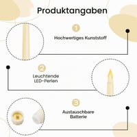 LEIBOCHAO LED sviečky, blikajúce, bezplameňové, na batérie, 6 ks, biele, dekoratívne sviečky na svadbu, Veľkú noc, narodeniny, oslavu, energetická trieda A 2