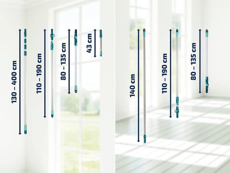 Teleskopická oceľová násada Leifheit Easy-Click 80-135 cm – Univerzálne zacvakávacie upevnenie
