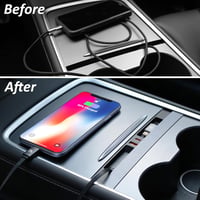 Leikaendi Tesla Model Y/3 USB Hub töltő 27W gyors töltéssel és csúsztatható fedéllel 6