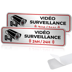 Leikedun 2 kom. Aluminijska ploča za video nadzor, 19x5 cm, vanjska UV-otporna ploča s upozorenjem, privatni posjed, samoljepljiva, 24h videonadzor