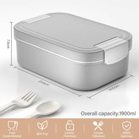 LEIKEEGO 1900ml Szürke Bento Box Felnőtteknek - Szép Ételhordó Irodába és Iskolába 5