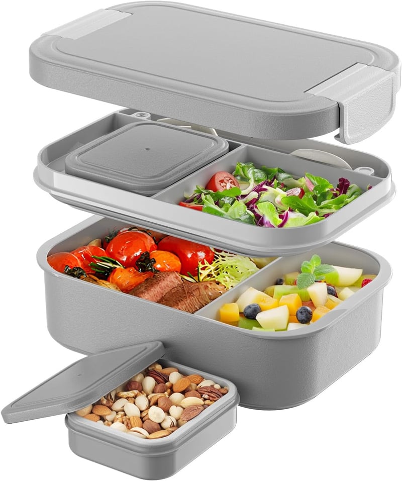LEIKEEGO 1900ml Szürke Bento Box Felnőtteknek - Szép Ételhordó Irodába és Iskolába