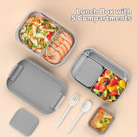 LEIKEEGO 1900ml Szürke Bento Box Felnőtteknek - Szép Ételhordó Irodába és Iskolába 3