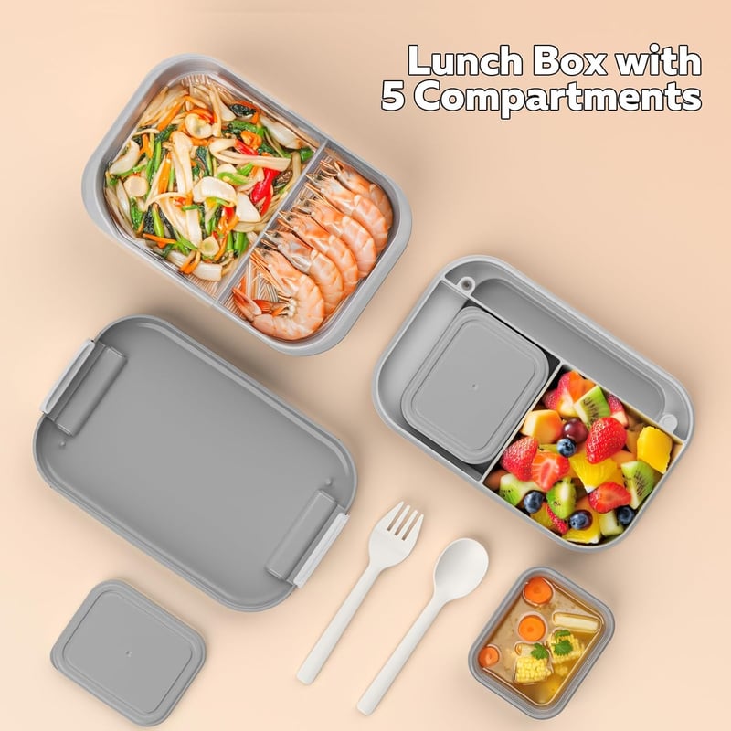 LEIKEEGO 1900ml Szürke Bento Box Felnőtteknek - Szép Ételhordó Irodába és Iskolába