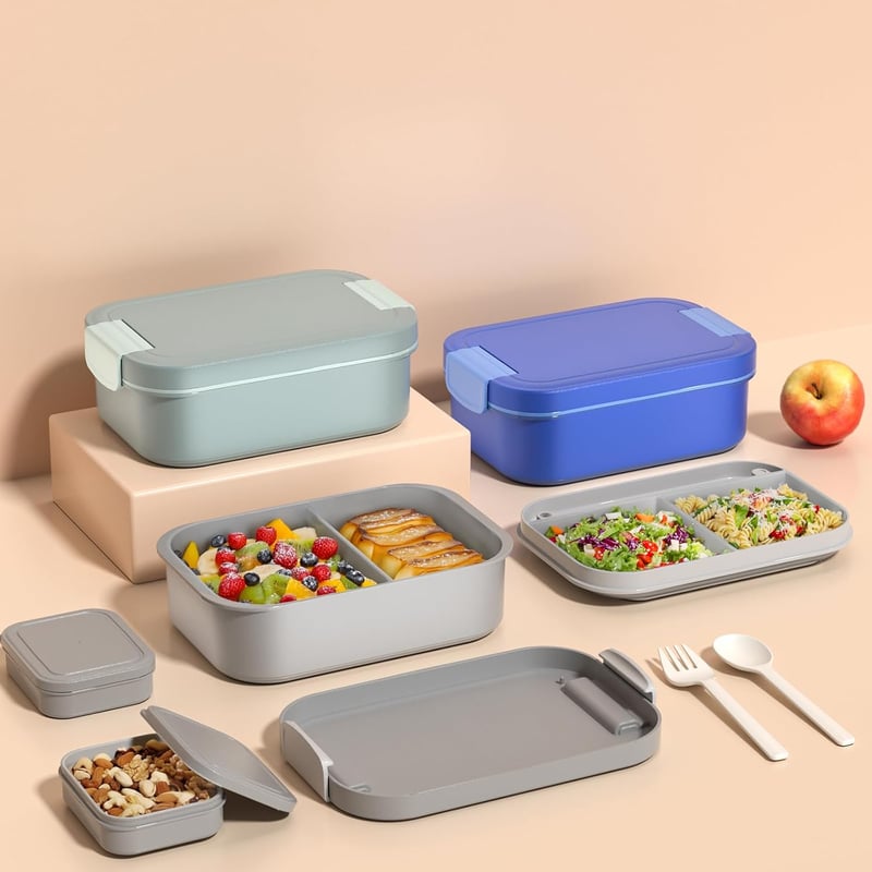 LEIKEEGO 1900ml Szürke Bento Box Felnőtteknek - Szép Ételhordó Irodába és Iskolába