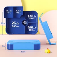 LEIKEEGO Gyerek Uzsonnás Doboz Szilikon Tömítéses Kék Iskolai Ebéddoboz Lányoknak Fiúknak 3