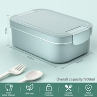 Cutie pentru prânz LEIKEEGO pentru adulți 1900 ml, recipient Bento etanș pentru birou și școală, verde 2