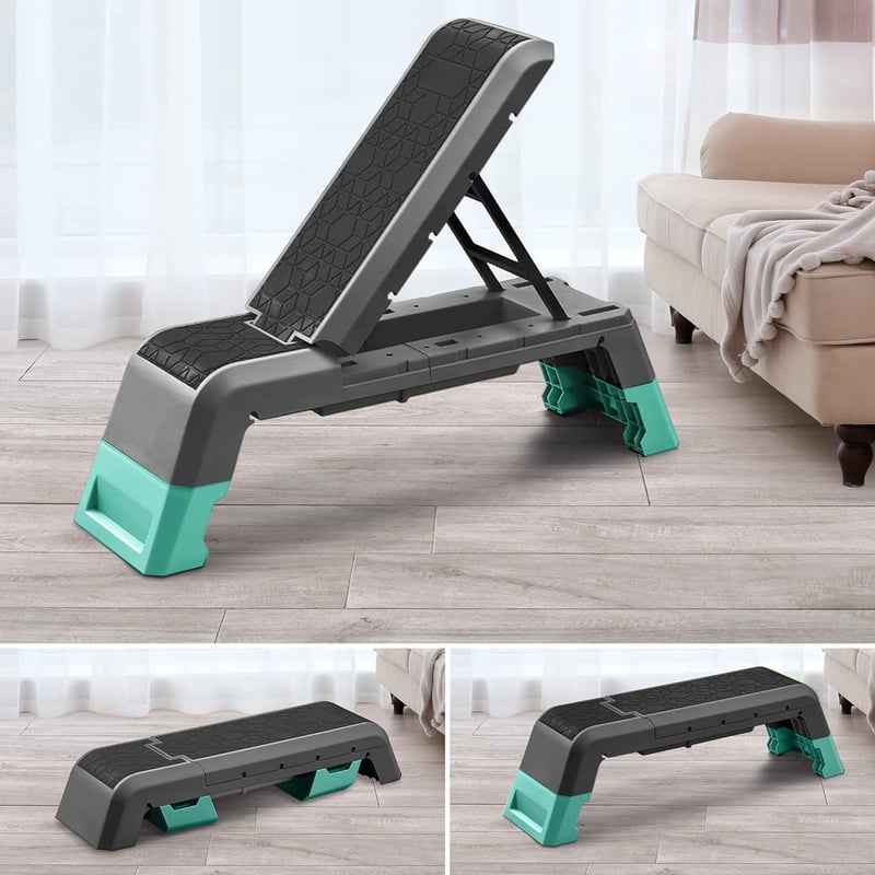 leikefitness Multifunkcionális Aerobic Deck Köteles Edzőplatform Állítható Súlyzópad Otthoni Edzőterem - Black