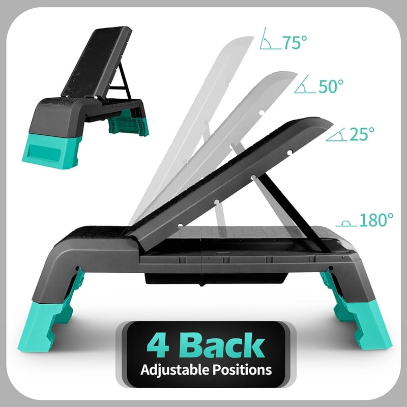 leikefitness Multifunkcionális Aerobic Deck Köteles Edzőplatform Állítható Súlyzópad Otthoni Edzőterem - Black