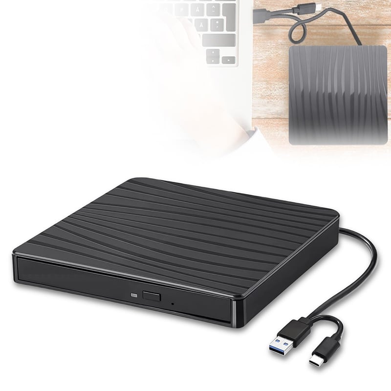 Leikurvo vanjski DVD pogon USB 3.0 i Type-C, prijenosni CD DVD +/-RW ROM čitač i pisač, kompatibilan s Windows XP/Vista/7/8/10/11 i Linuxom