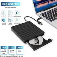 Leikurvo vanjski DVD pogon USB 3.0 i Type-C, prijenosni CD DVD +/-RW ROM čitač i pisač, kompatibilan s Windows XP/Vista/7/8/10/11 i Linuxom 3