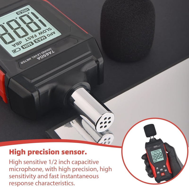 Leikurvo Zajmérő 30-130dB LCD Kijelzővel Háztartási Zajszint Mérő