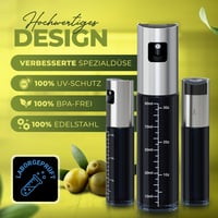 Leisure Life Spray pentru ulei, Obsidian Black, sticlă cu protecție UV și înveliș din oțel inoxidabil, 100% fără BPA, pulverizator de ulei pentru bucătărie 4