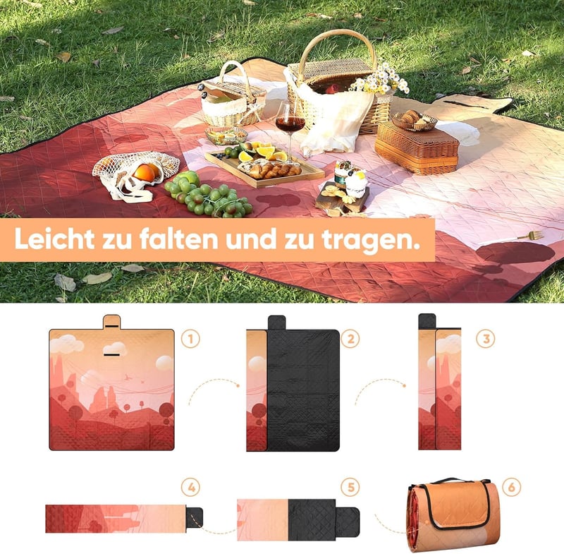 Leisuremix XXL Vízálló Piknik Takaró 200x200 cm - Hőszigetelt Kempingpléd 6-8 Személyre, Ultrakönnyű Oxford Anyagból, Hordozófüllel