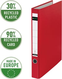 Leitz 10140025 gyűrűskönyv A4, PP laminált fedél, 3,5 cm gerincszélesség - piros 2