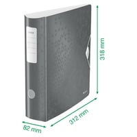 Zakladač Leitz 180° Active WOW A4, chrbát 8,2 cm, s gumičkou, z penového polypropylénu – červený 4