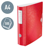 Zakladač Leitz 180° Active WOW A4, chrbát 8,2 cm, s gumičkou, z penového polypropylénu – červený 2