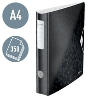 Dosar cu inele Leitz Active WOW 180°, A4, Negru, lățime cotor 65 mm, bandă elastică de închidere, polispumă ușoară, 11070095 2