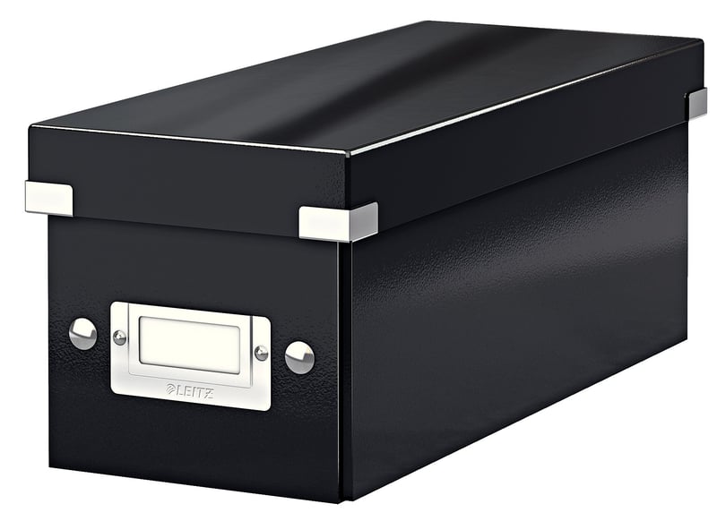 Leitz Click & Store WOW CD úložný box s vekom, organizér na dokumenty, čierny, prémiový kartón, protišmyková fixácia, na použitie v domácnosti a kancelárii