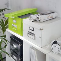 Leitz Click & Store Zelený dlhý úložný box na DVD, darčeková krabica s vekom, stohovateľný kartónový box 6
