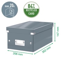 Leitz Click & Store Zelený dlhý úložný box na DVD, darčeková krabica s vekom, stohovateľný kartónový box 3