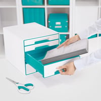 Leitz CUBE WOW zásuvkový box, 4 zásuvky, formát A4, bielo-ľadovo modrý, s priehľadnými zásuvkami 2