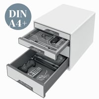 Leitz CUBE WOW zásuvkový box, 4 zásuvky, formát A4, bielo-ľadovo modrý, s priehľadnými zásuvkami 5