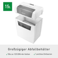 Skartovačka Leitz IQ Home P4, 6 – 7 listov, 15 l kôš, biela, krížový rez, certifikácia TÜV+GS, tichá prevádzka 7