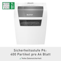 Skartovačka Leitz IQ Home P4, 6 – 7 listov, 15 l kôš, biela, krížový rez, certifikácia TÜV+GS, tichá prevádzka 6