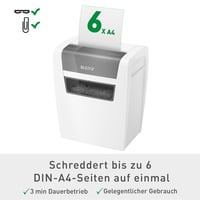 Skartovačka Leitz IQ Home P4, 6 – 7 listov, 15 l kôš, biela, krížový rez, certifikácia TÜV+GS, tichá prevádzka 5