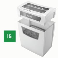 Skartovačka Leitz IQ Home Office S 80360000, 9-8 listov (70-80 g/m²), úroveň zabezpečenia P4, priečny rez, 15 l kôš, certifikát TÜV+GS 4