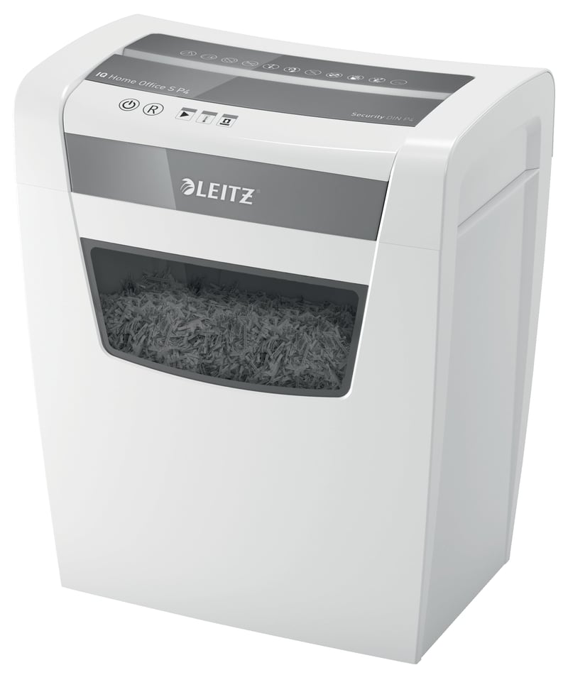 Skartovačka Leitz IQ Home Office S 80360000, 9-8 listov (70-80 g/m²), úroveň zabezpečenia P4, priečny rez, 15 l kôš, certifikát TÜV+GS