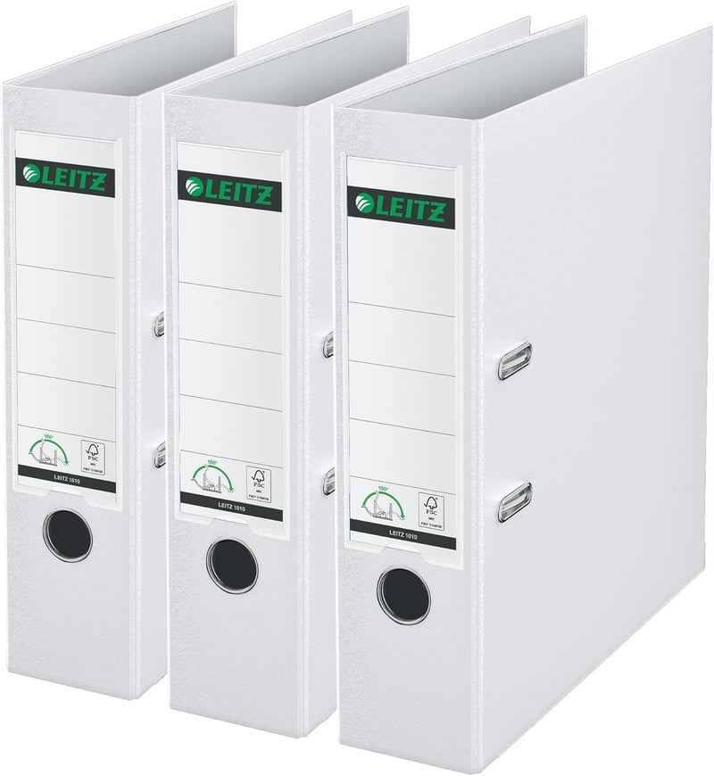 Leitz Iratgyűjtő A4 Fehér Műanyag 80mm 3 Darab Csomag - White, Wide