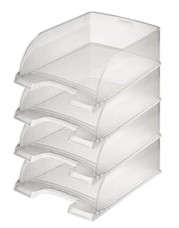 Tăviță pentru documente Leitz Plus Jumbo A4, set de 4 bucăți, transparentă, organizator de birou suprapozabil, capacitate extra mare 1