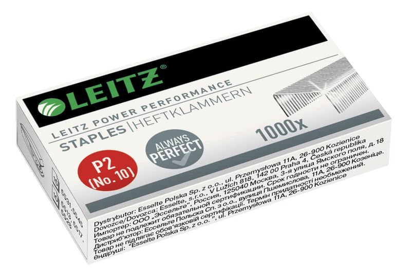 Capse Leitz Power Performance P2 nr. 10, zincate, pachet de 1000 bucăți