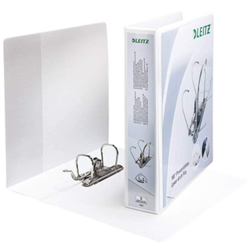 Prezentačný zakladač Leitz Slim A4 biely, krúžkový, kapacita 350 listov, 69x319x290 mm