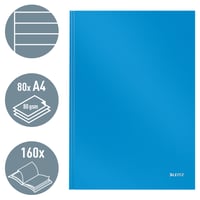 Zápisník Leitz Solid A4 s tvrdou väzbou, linajkový, 160 strán, 80 listov, papier s certifikátom FSC, 80 g/m², obal odolný proti poškriabaniu, kancelársky a školský denník, svetlomodrý 2