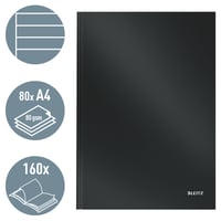 Leitz Solid A4 Keményfedeles Vonalas Notesz - 160 oldal, 80 lap, 80 g/m² FSC papír, Fekete 2