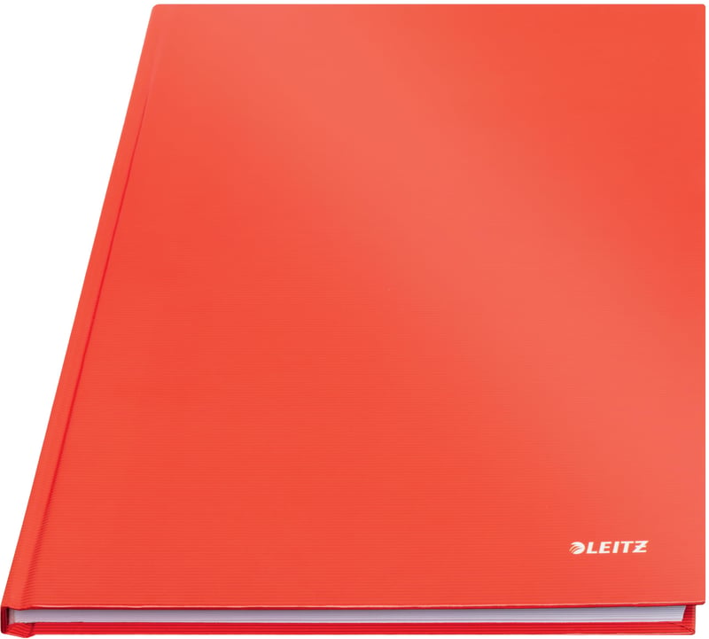 Leitz Solid A4 zápisník s tvrdou väzbou, linajkový, 160 strán, 80 listov, FSC papier 80g/m², povrch odolný proti poškriabaniu, svetločervený, kancelársky, školský denník