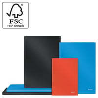 Leitz Solid A4 zápisník s tvrdou väzbou, linajkový, 160 strán, 80 listov, FSC papier 80g/m², povrch odolný proti poškriabaniu, svetločervený, kancelársky, školský denník 5