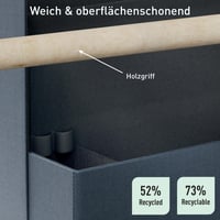 Látkový stolový organizér Leitz s drevenou rúčkou, skladací, 4 priehradky, z recyklovaného materiálu, pre coworking a home office, sivý 5