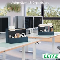 Látkový stolový organizér Leitz s drevenou rúčkou, skladací, 4 priehradky, z recyklovaného materiálu, pre coworking a home office, sivý 3