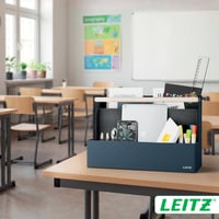 Látkový stolový organizér Leitz s drevenou rúčkou, skladací, 4 priehradky, z recyklovaného materiálu, pre coworking a home office, sivý 10