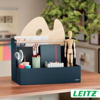 Látkový stolový organizér Leitz s drevenou rúčkou, skladací, 4 priehradky, z recyklovaného materiálu, pre coworking a home office, sivý 8