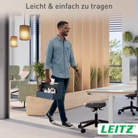 Látkový stolový organizér Leitz s drevenou rúčkou, skladací, 4 priehradky, z recyklovaného materiálu, pre coworking a home office, sivý 2