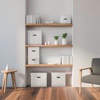 Cutie de depozitare Leitz VON cu capac, 46 L, extra mare, carton 100% reciclat, model geometric, alb, 3 bucăți, 61420001 5