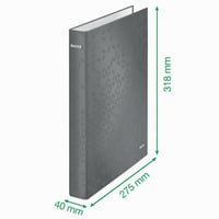 Zakladač s krúžkovou mechanikou Leitz WOW 42410001, A4, 40 mm, 230 listov - perleťovo biela 4