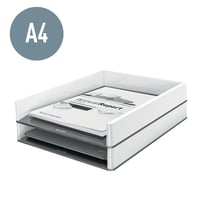 Tavă pentru documente Leitz WOW Dual Color - Alb metalizat, tavă de birou pentru organizarea actelor 3