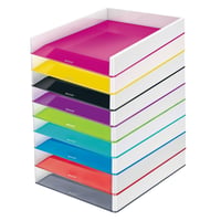Tavă pentru documente Leitz WOW Dual Color - Alb metalizat, tavă de birou pentru organizarea actelor 5