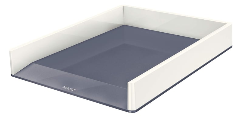 Tavă pentru documente Leitz WOW Dual Color - Alb metalizat, tavă de birou pentru organizarea actelor